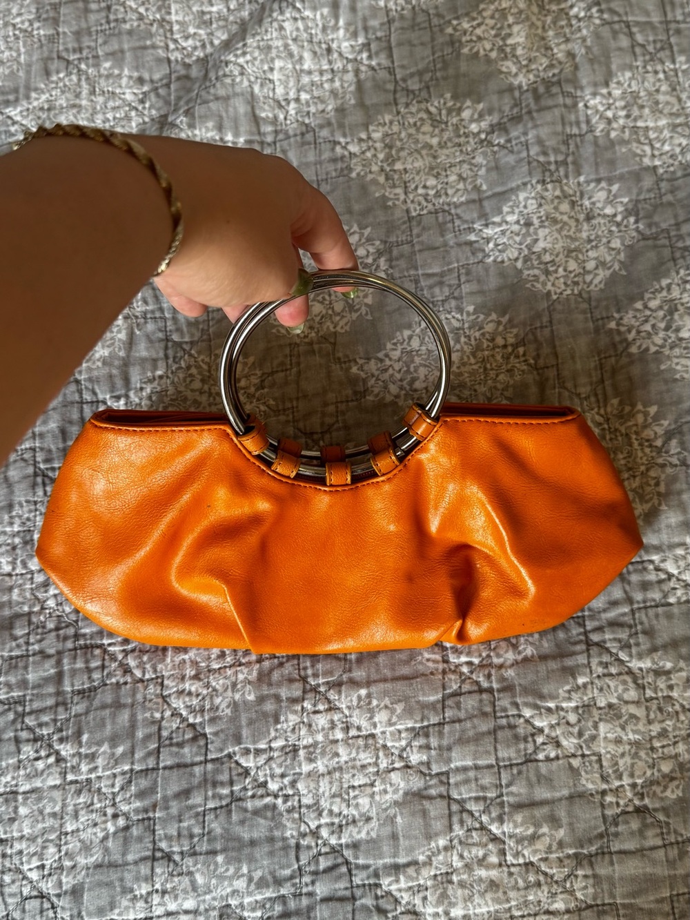 Bangle-Handle Orange Women’s Clutch